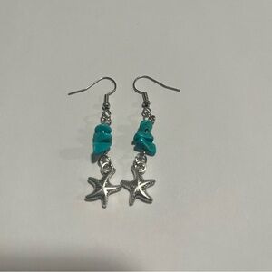 Turquoise Starfish Dangle Earrings Handmade